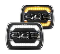 Rdtnvc Fari Anteriori A LED 7x6 5x7 Per Savana 3500 2500 1500 1998-2012 MJH6054 Sigillati Con Abbaglianti E Anabbaglianti, Indicatori Direzione Ambra Principale Fari Faro(2PCS T002V)