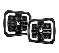 Rdtnvc Faro Anteriore A LED Quadrato 7x6'' 5x7 Pollici Halo Per GMC C2500 Per Suburban C1500 Per Suburban 97-00 Per Camion Fuoristrada Motocicletta Principale Fari Faro(2pcs Black)