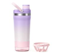 RDTOK Shaker Proteine Acciaio Inox 700ml, Bottiglia Shaker per Proteine, Antigoccia, Shaker Termico per Shake Super Lisci con Porta Polvere, Senza BPA, Ideale per Palestra e Ufficio，Lillà Rosa