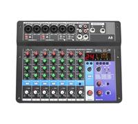 RDVXI Mixer Audio, Tavolo di Missaggio Audio DJ A 8 Canali Mixer Audio con Effetti 24 DSP PC Riproduzione USB Registrazione Console di Missaggio Controller 48V A8