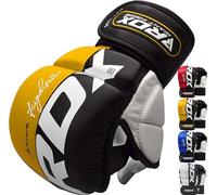 RDX 0 0 Guanti MMA UFC Lotta Sport Sparring Sacco di Sabbia Free Fight Training Guanti Grappling Gloves, 0, 0, Giallo-Bianco, L
