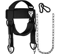 RDX Allenamento Collo Imbracatura Testa, 4MM Neoprene Imbottita Head Harness Neck Builder Strap, Regolabile 90CM Dip Catena Acciaio Lunga, Formazione Cintura Cinghia Sollevamento Pesi Boxe Gym Trainer