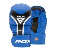 RDX Guanti da Grappling MMA Shooter T17 - Maya Hide Pelle Kalix Skin, IMF Foam, imbottitura EVA Lution, pollice imbottito, cinturino Quick-EZ, fodera traspirante, guanti da sparring e allenamento (blu
