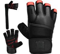 RDX Guanti Palestra Sollevamento Pesi Fitness, Maya Hide Pelle, 50CM Lunghi Polso, Antiscivolo Imbottito Presa Protezione Gloves, Bodybuilding Powerlifting Forza Allenamento Calisthenics, Uomo Donna