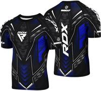 RDX IMMAF - Maglietta a compressione a mezza manica approvata, flessibile, da uomo, per competizioni e sessioni di allenamento, vestibilità atletica, traspirante, per MMA, Muay Thai, kickboxing,
