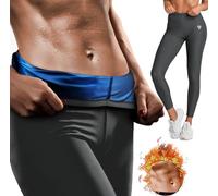 RDX Leggings da Sauna da Donna, Reach Compliant Oeko Tex 100 Certificato, Pantaloni da Donna Tessuto Riscaldato Elasticizzato in PU, Controllo della Pancia, Cerniera Laterale Regolabile a Vita Alta