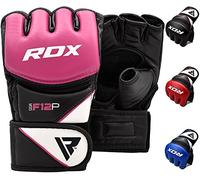 RDX MMA Guanti da allenamento, Maya Hide in pelle, guanti da boxe Grappling Sparring, ventilati aperti palmo, protezione da polso mano, kickboxing, muay thailandese, arti marziali combattimento guanti