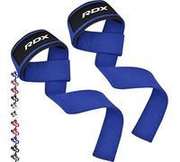 RDX Straps Palestra, Cinghie Sollevamento Pesi Fascette per Stacchi, 5MM Neoprene Imbottita Supporto Polsa, Gym Fitness Lifting Bodybuilding Powerlifting Allenamento Accessori Fasce Polsi (Blu)
