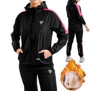 RDX Tuta Sauna Dimagrante Donna, REACH OEKO TEX 100 CERTIFICATO, Anti Rip Sudore Dimagranti Cappuccio, Per Sudare Termica Sports Boxe MMA Palestra Allenamento Top Pantaloni Set