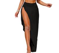 Rdxanc Abito da spiaggia da donna con spacco laterale con elastico in vita elegante increspato Trim costume da bagno gonna copricostume da bagno per prendere il sole nuoto vestito per raccogliere la