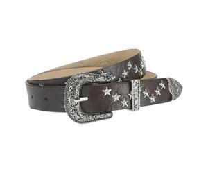 RDYBGBD Cinture Cintura Larga da Donna in Stile Punk Versatile E alla Moda Tempestata di Stelle A Cinque Punte, Denim Unica-Marrone Scuro-Lunghezza 107 Larghezza 2,8