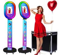 RDYMONKEY Photo Booth per qualsiasi iPad iPad Stand Shell con logo personalizzato gratuito Telecomando RGB Beauty Ring Lights Portable Photobooth macchina e custodia da volo per feste matrimonio