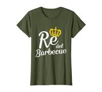 Re del Barbecue per Uomo Grigliatore Grigliata Divertente Maglietta, Donna, Oliva, M