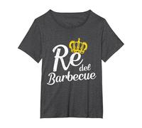 Re del Barbecue per Uomo Grigliatore Grigliata Divertente Maglietta, Donna Plus-Size, Grigio Scuro, 4X