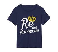 Re del Barbecue per Uomo Grigliatore Grigliata Divertente Maglietta, Donna Plus-Size, Navy, 2X