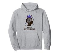 Re del Pensiero eccessivo: Witty Brain Crown Felpa con Cappuccio, Unisex per Adulti, Grigio Melange, XL