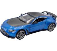RE-EL TOYS | ASTON MARTIN V12 VANTAGE 1:24 con Licenza Ufficiale - Collezione in Scala, Dettagli Realistici, Portiere e Baule Apribili, Retrocarica a Molla, Scatola Vetrina Elegante (Blue/Black)