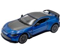 RE-EL TOYS | Aston Martin V12 Vantage 1:32 con Licenza Ufficiale, Portiere e Baule apribili, Meccanismo a retrocarica per il movimento, Scatola a vetrina (Blu/Black)