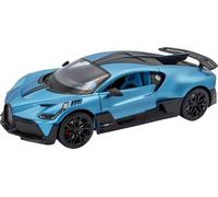 RE-EL TOYS | BUGATTI DIVO 1:18 con Licenza Ufficiale - Dettagli Realistici, Portiere e Cofano Apribili, Piedistallo Elegante Removibile, Scatola Vetrina per Collezione ed Esposizione (Blue)