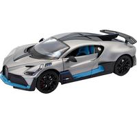 RE-EL TOYS | BUGATTI DIVO 1:18 con Licenza Ufficiale - Dettagli Realistici, Portiere e Cofano Apribili, Piedistallo Elegante Removibile, Scatola Vetrina per Collezione ed Esposizione (Grey)