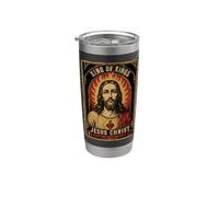 Re Gesù Cristo Devozionale Icona Sacra Cristiana Religiosa Bicchiere termico in acciaio inox doppia parete