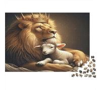 Re Leone con Agnello Puzzles 1000 Pezzi In Cartone Pressato,Un Classico Puzzle A Pezzi Per Enigma Ultra Difficile,Ideale Per Hobby Invernale,Il Miglior Regalo Per Gli Amanti Dei Puzzle 70x50cm/1000