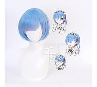 Re:Life in a different world from zero Rem Blue Short Anime Cosplay Wig Synthetic Hair Halloween Costume Party Play Wigs Perucas