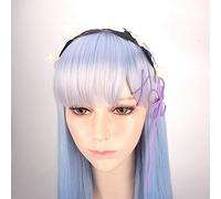 Re: Life In A Different World From Zero Rem Parrucca cosplay blu chiaro lungo rettilineo 80 cm 31,5 pollici Parrucca sintetica per feste in costume da anime e copricapo