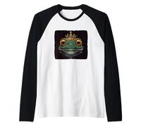 Re rana con corona per un tocco umoristico nel regno Maglia con Maniche Raglan