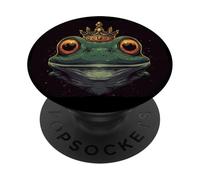 Re rana con corona per un tocco umoristico nel regno PopSockets PopGrip Adesivo