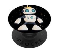 Re robot bianco con circuiti e commedia PopSockets PopGrip Adesivo
