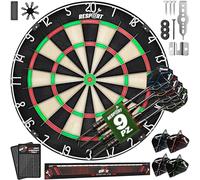 RE:SPORT® Sisal Premium Bersaglio per Freccette XXL Set con 9 Freccette Professionali + 24 Flight Pro + Accessori | Bersaglio per Freccette in Acciaio Incluso Set di Montaggio | Bersaglio per