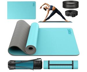 RE:SPORT Tappetino da Yoga, Pilates Imbotitto e Antiscivolo | Tappeto Palestra Fitness e Ginnastica | con Cinturino | 183 x 61 cm x 0,6 cm
