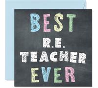 RE Teacher Appreciation Card - Best RE Teacher Ever - Biglietto di ringraziamento da alunno, 145 mm x 145 mm
