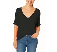 Re Tech UK - Maglia con Taglio Ampio e Scollo a V - Maniche Corte a Pipistrello Arricciate - UK 20-22 / EU 48-50 XXL - Nero