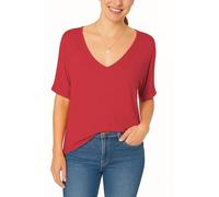 Re Tech UK - Maglia con Taglio Ampio e Scollo a V - Maniche Corte a Pipistrello Arricciate - UK 24-26 / EU 52-54 XXXL - Rosso
