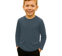Re Tech UK - Maglietta a maniche lunghe per bambini e bambine | T-shirt girocollo leggera per stratificare o uso quotidiano | tinta unita, elastica, morbida al tatto per scuola, gioco o relax, Grigio