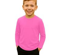 Re Tech UK Maglietta a maniche lunghe per bambini e bambine | T-shirt girocollo leggera per stratificazione o da indossare tutti i giorni | tinta unita, elastica, morbida al tatto per scuola, gioco o