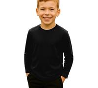 Re Tech UK - Maglietta a maniche lunghe per bambini e bambine | T-shirt leggera con scollo tondo per stratificare o indossare tutti i giorni | Maglietta semplice, elasticizzata e morbida al tatto per