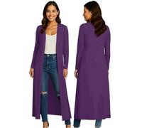 Re Tech UK Maxi Cardigan a Maniche Lunghe - con Colletto ed Aperto sul Davanti - M/L (EU 40-42) - Viola