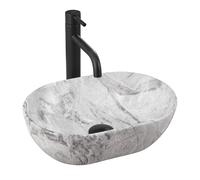 Rea Amelia lavabo 38x26 cm ovale da appoggio grigio/pietra REA-U9109