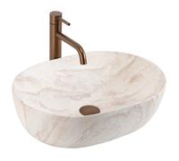 Rea Amelia lavabo 48x34.5 cm ovale da appoggio marrone/beige opaca REA-U0637