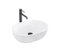 Rea Amelia lavabo 48x34.5 cm rettangolare da appoggio bianco-grigio/pietra lucida REA-U3001