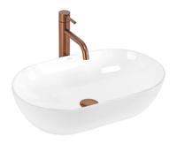 Rea Amelia lavabo 52x32.5 cm ovale da appoggio bianco REA-U4331