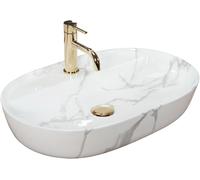 Rea Aura lavabo 60.5x40.5 cm ovale da appoggio grigio/pietra REA-U8003