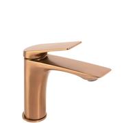 Rea - Avalon Low Rubinetto Da Lavabo Rame Spazzolato, Miscelatore Per Bagno In Ottone Con Maniglia Singola, Rubinetto Per Lavaggio A Mano Regolabile Caldo E Freddo 17,5x4,2x16cm