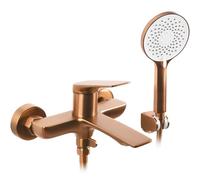 REA AVALON RUBINETTO DA VASCA RAME SPAZZOLATO, MISCELATORE BAGNO IN OTTONE CON DOCCETTA CALDA E FREDDA REGOLABILE