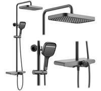 Rea Bari set doccia a parete con soffione grafite REA-P0890