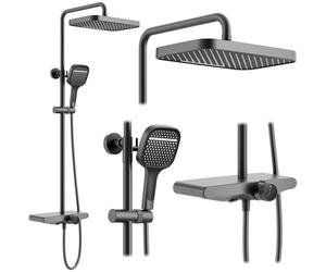 Rea Bari set doccia a parete con soffione grafite REA-P0890