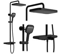 Rea Bari set doccia a parete con soffione nero REA-P0891